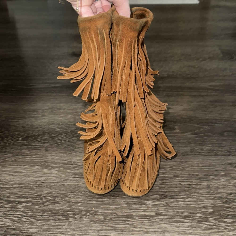 Minnetonka 3 Layer Fringe Moccasin Boots - image 5